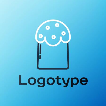 Line Easter cake icon isolated on blue background. Happy Easter. Colorful outline concept. Vector Illustrationのイラスト素材