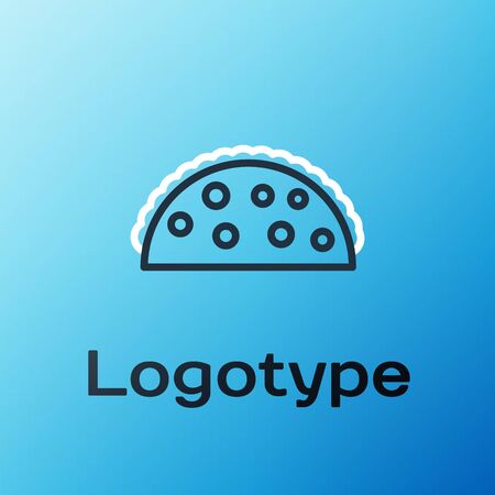 Line Taco with tortilla icon isolated on blue background. Traditional mexican fast food menu. Colorful outline concept. Vector Illustrationのイラスト素材