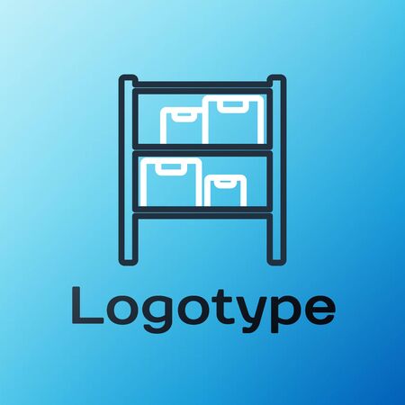 Line Warehouse icon isolated on blue background. Colorful outline concept. Vector Illustrationのイラスト素材