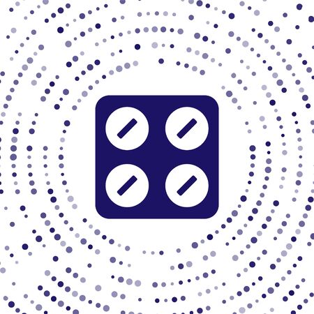Blue Pills in blister pack icon isolated on white background. Medical drug package for tablet, vitamin, antibiotic, aspirin. Abstract circle random dots. Vectorのイラスト素材