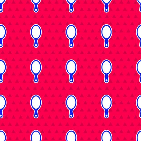 Blue Hand mirror icon isolated seamless pattern on red background. Vectorのイラスト素材
