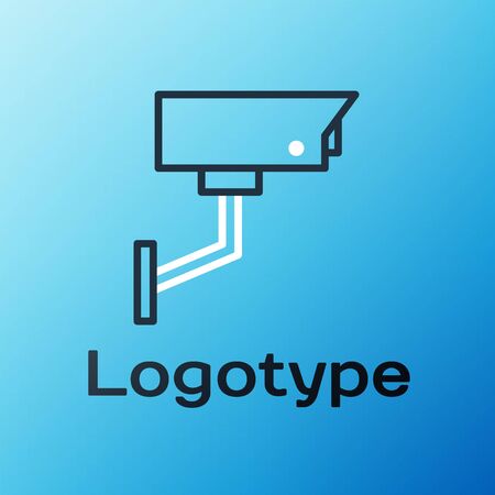 Line Security camera icon isolated on blue background. Colorful outline concept. Vectorのイラスト素材