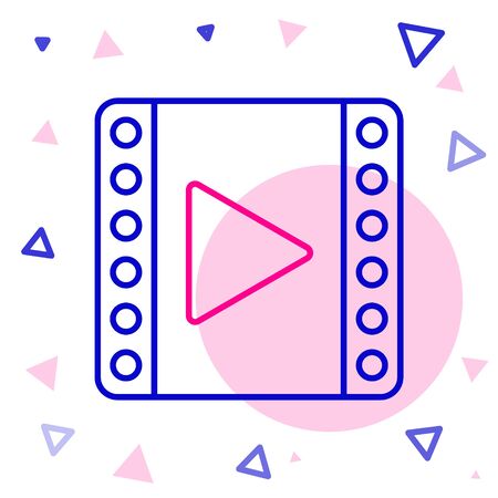 Line Play Video icon isolated on white background. Film strip sign. Colorful outline concept. Vectorのイラスト素材