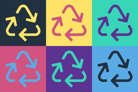 Pop art Recycle symbol icon isolated on color background. Circular arrow icon. Environment recyclable go green. Vector Illustrationのイラスト素材