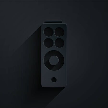 Paper cut Remote control icon isolated on black background. Paper art style. Vector Illustrationのイラスト素材