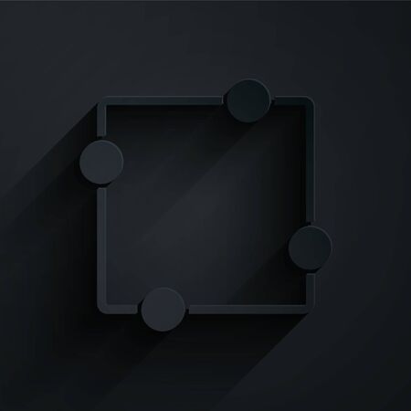 Paper cut Electric circuit scheme icon isolated on black background. Circuit board. Paper art style. Vectorのイラスト素材