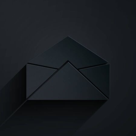 Paper cut Envelope icon isolated on black background. Email message letter symbol. Paper art style. Vectorのイラスト素材