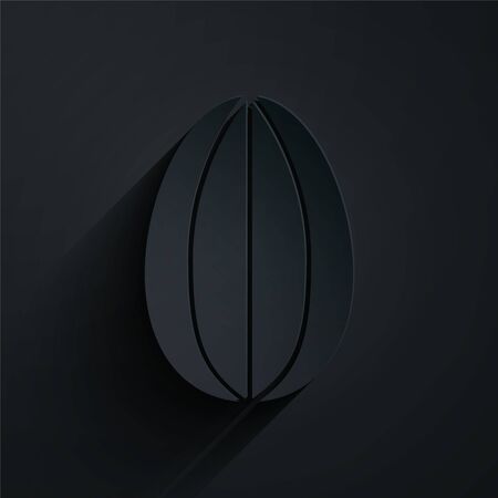 Paper cut Easter egg icon isolated on black background. Happy Easter. Paper art style. Vector Illustrationのイラスト素材