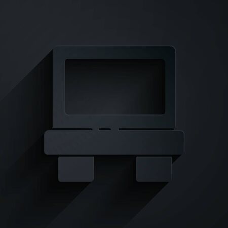 Paper cut Fuse of electrical protection component icon isolated on black background. Melting breaking protective fuse. Paper art style. Vector Illustrationのイラスト素材