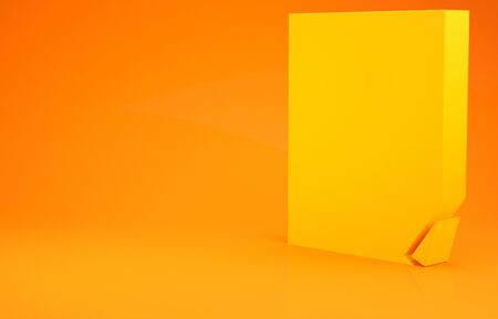 Yellow Leaf document icon isolated on orange background. Nature file icon. 3d illustration 3D renderの写真素材