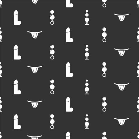 Set Anal beads, Woman panties, Dildo vibrator and Anal beads on seamless pattern. Vectorのイラスト素材