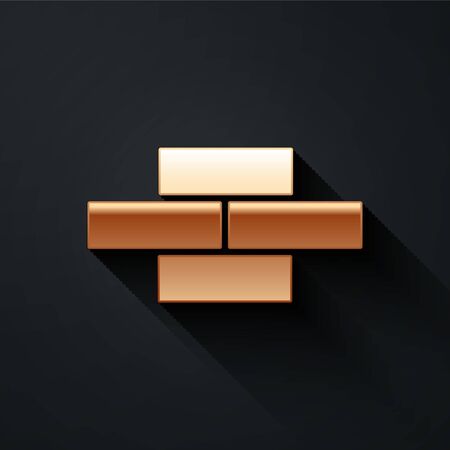 Gold Bricks icon isolated on black background. Long shadow style. Vector.のイラスト素材