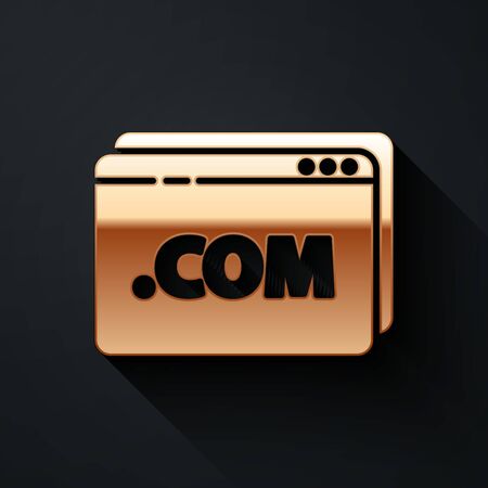 Gold Website template icon isolated on black background. Internet communication protocol. Long shadow style. Vector Illustrationのイラスト素材
