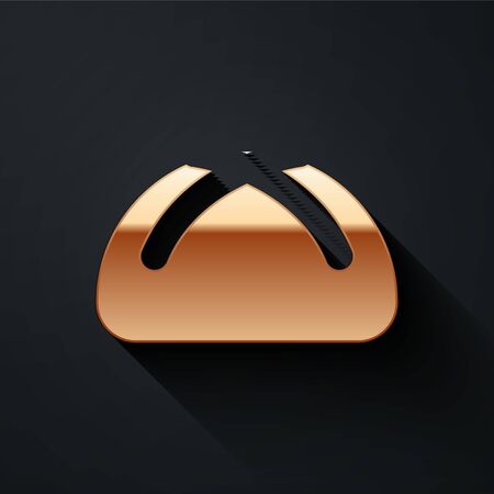 Gold Easter cake icon isolated on black background. Happy Easter. Long shadow style. Vector.のイラスト素材