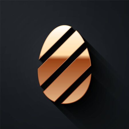 Gold Easter egg icon isolated on black background. Happy Easter. Long shadow style. Vector.のイラスト素材