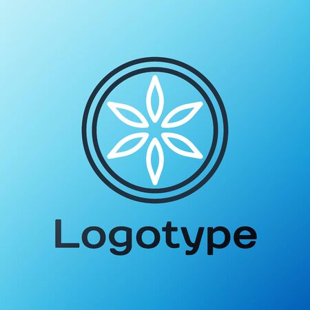 Line Leaf plant nature icon isolated on blue background. Botanic garden beauty spa wellness health organic bio eco fresh leaves herbal. Colorful outline concept. Vector Illustration.のイラスト素材