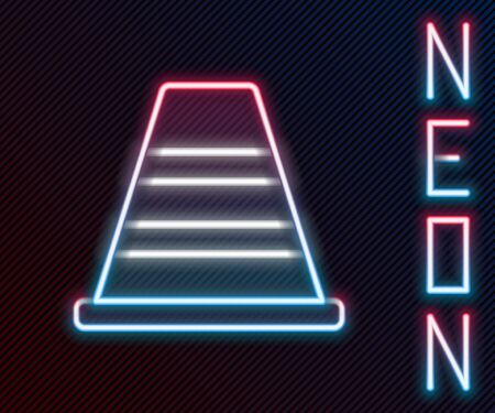 Glowing neon line Traffic cone icon isolated on black background. Colorful outline concept. Vector Illustrationのイラスト素材
