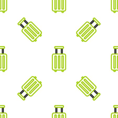 Line Suitcase for travel icon isolated seamless pattern on white background. Traveling baggage sign. Travel luggage icon. Vector Illustrationのイラスト素材