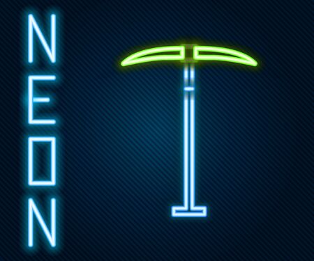Glowing neon line Pickaxe icon isolated on black background. Colorful outline concept. Vector. Illustrationのイラスト素材
