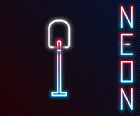 Glowing neon line Shovel icon isolated on black background. Gardening tool. Tool for horticulture, agriculture, farming. Colorful outline concept. Vector. Illustrationのイラスト素材