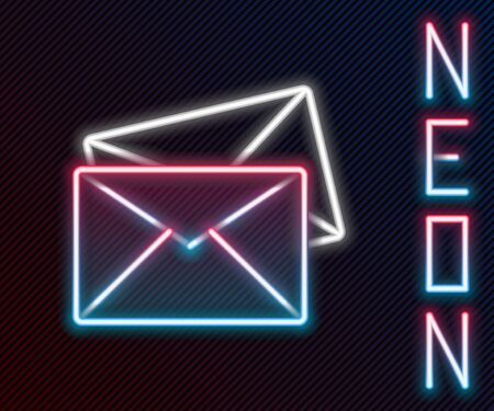 Glowing neon line Envelope icon isolated on black background. Email message letter symbol. Colorful outline concept. Vector. Illustrationのイラスト素材