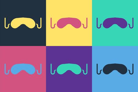 Pop art Eye sleep mask icon isolated on color background. Vector Illustrationのイラスト素材