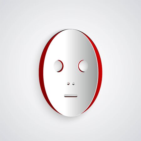 Paper cut Facial cosmetic mask icon isolated on grey background. Cosmetology, medicine and health care. Paper art style. Vector Illustrationのイラスト素材