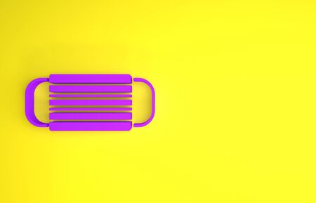 Purple Medical protective mask icon isolated on yellow background. Minimalism concept. 3d illustration 3D renderの写真素材