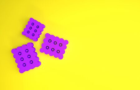 Purple Cracker biscuit icon isolated on yellow background. Sweet cookie. Minimalism concept. 3d illustration 3D renderの写真素材