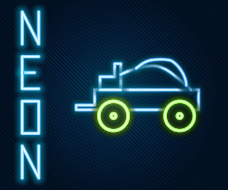 Glowing neon line Wild west covered wagon icon isolated on black background. Colorful outline concept. Vector Illustrationのイラスト素材