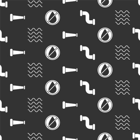 Set Industry metallic pipe, Wave, Industry metallic pipe and Water drop forbidden on seamless pattern. Vectorのイラスト素材