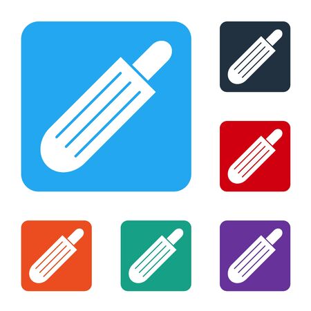White French hot dog icon isolated on white background. Sausage icon. Fast food sign. Set icons in color square buttons. Vector Illustration.のイラスト素材