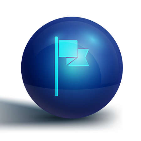 Blue Flag icon isolated on white background. Location marker symbol. Blue circle button. Vector.のイラスト素材