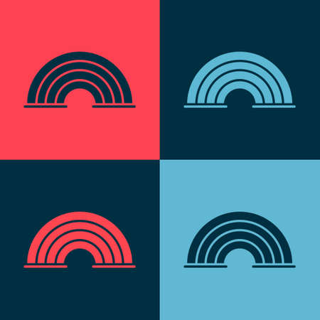 Pop art Rainbow icon isolated on color background.  Vector.のイラスト素材
