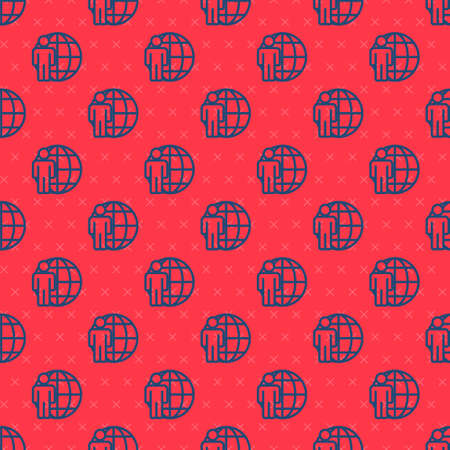 Blue line Head hunting icon isolated seamless pattern on red background. Business target or Employment sign. Human resource and recruitment for business. Vector.のイラスト素材
