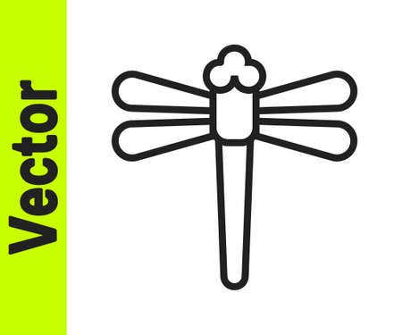 Black line Dragonfly icon isolated on white background. Vector.のイラスト素材