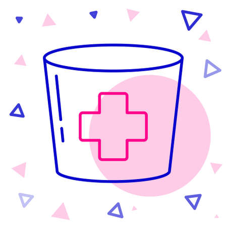 Line Nurse hat with cross icon isolated on white background. Medical nurse cap sign. Colorful outline concept. Vector Illustration.のイラスト素材