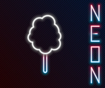 Glowing neon line Cotton candy icon isolated on black background. Colorful outline concept. Vector Illustration.のイラスト素材