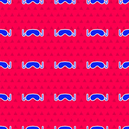 Blue Eye sleep mask icon isolated seamless pattern on red background. Vector Illustration.のイラスト素材
