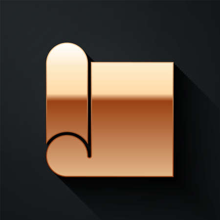 Gold Graphing paper for engineering icon isolated on black background. Long shadow style. Vector Illustration.のイラスト素材