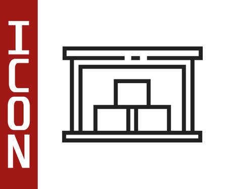 Black line Warehouse icon isolated on white background. Vector Illustrationのイラスト素材