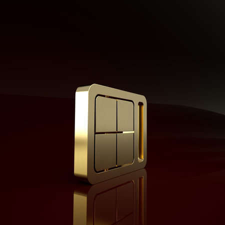 Gold Eye shadow palette with brush icon isolated on brown background. Minimalism concept. 3d...