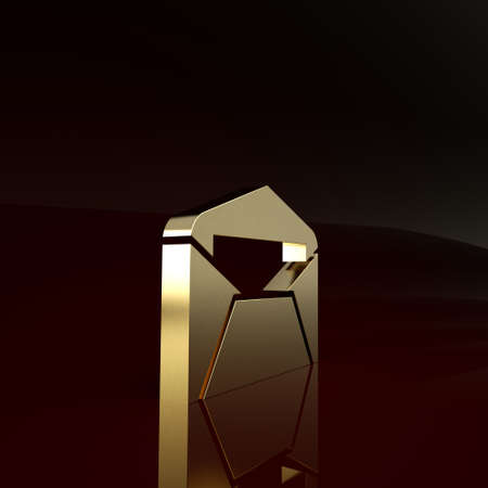 Gold Envelope icon isolated on brown background. Email message letter symbol. Minimalism concept. 3d illustration 3D renderの写真素材