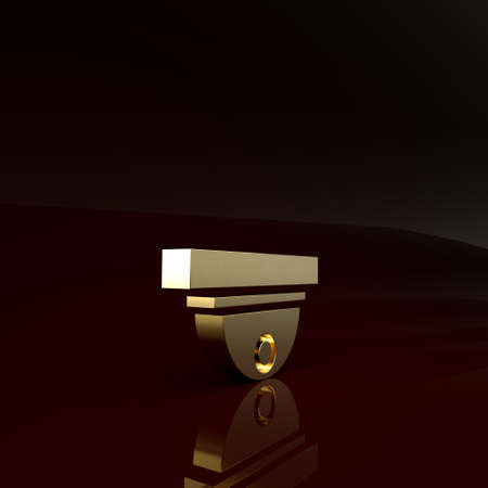 Gold Motion sensor icon isolated on brown background. Minimalism concept. 3d illustration 3D renderの写真素材