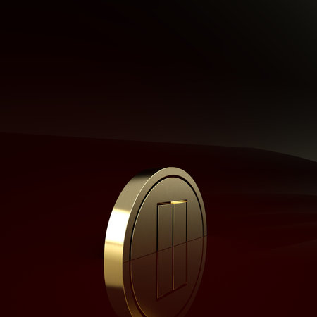 Gold Warehouse icon isolated on brown background. Minimalism concept. 3d illustration 3D render