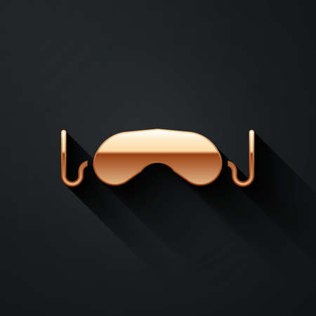 Gold Eye sleep mask icon isolated on black background. Long shadow style. Vector Illustrationのイラスト素材