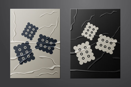 White Cracker biscuit icon isolated on crumpled paper background. Sweet cookie. Paper art style....
