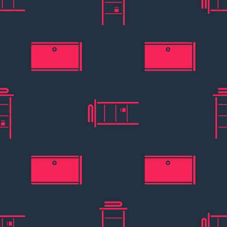 Set Closed door and Bathroom rack with shelves for towels on seamless pattern. Vectorのイラスト素材