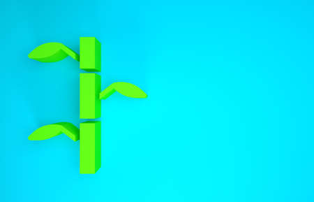 Green Bamboo stems with leaves icon isolated on blue background. Minimalism concept. 3d illustration 3D renderの写真素材
