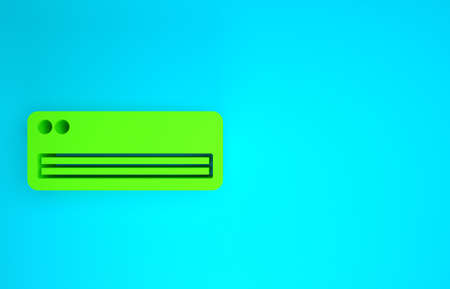 Green Air conditioner icon isolated on blue background. Split system air conditioning. Cool and cold climate control system. Minimalism concept. 3d illustration 3D renderの写真素材